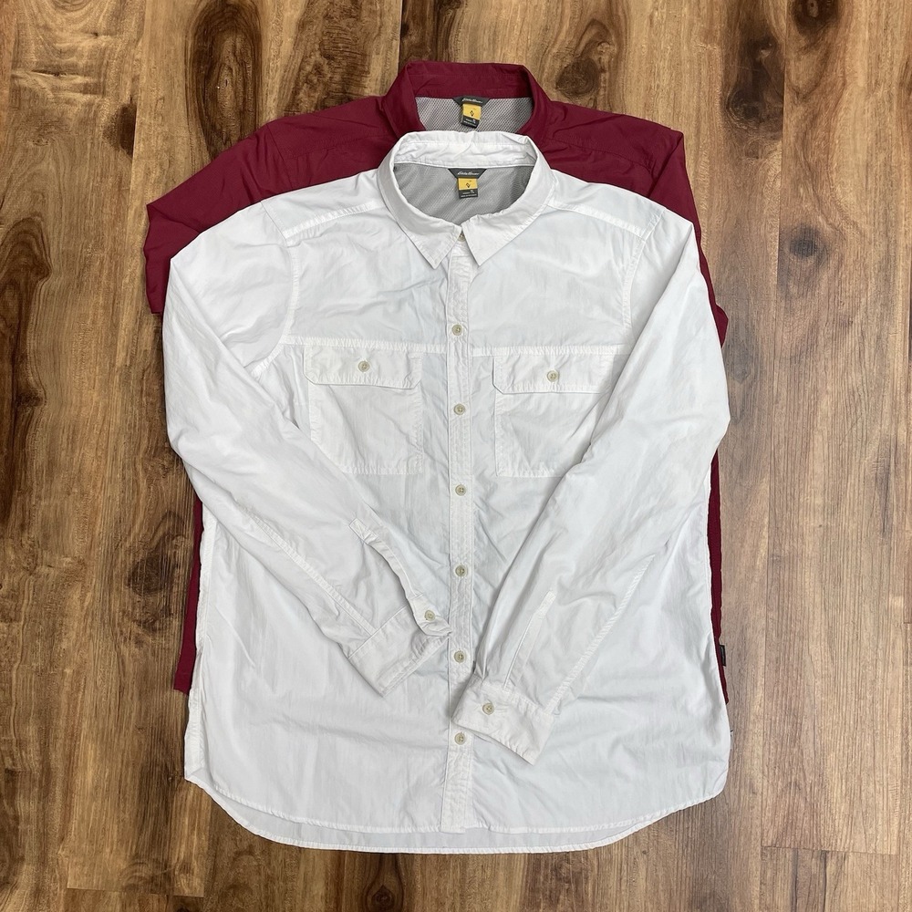 Eddie Bauer Travex Ripstop Shirt LOT OF 2 Women's TL Vented Nylon Button-Down